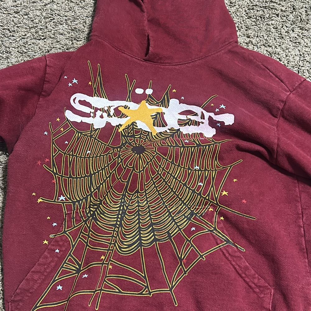 Red Hoodie with Spider Web Design